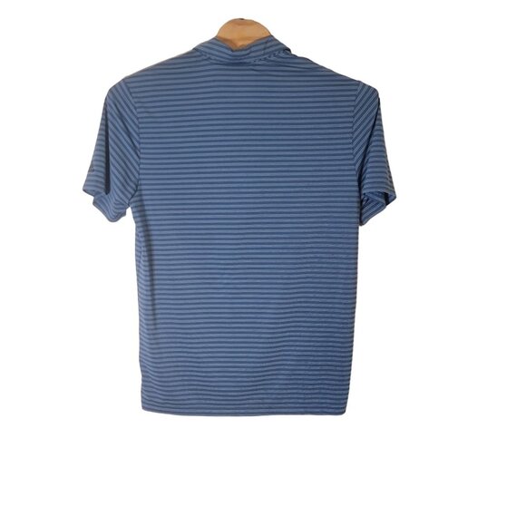 Adidas Golf Polo Shirt Size Large Blue Striped Short Sleeve Performance - Picture 3 of 4